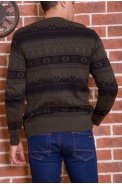 Мужской свитер с новогодним принтом, черно-зеленый, 161R776 - фото № 2