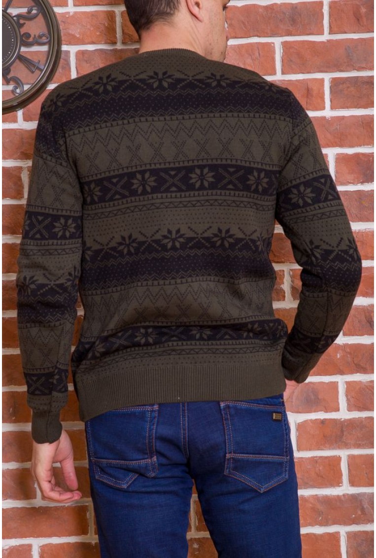 Купить Мужской свитер с новогодним принтом, черно-зеленый, 161R776 - Фото №3