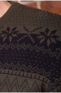 Мужской свитер с новогодним принтом, черно-зеленый, 161R776 - фото № 3