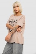 Футболка жіноча з принтом, колір бежевий, 244R6005-1 - фото № 2
