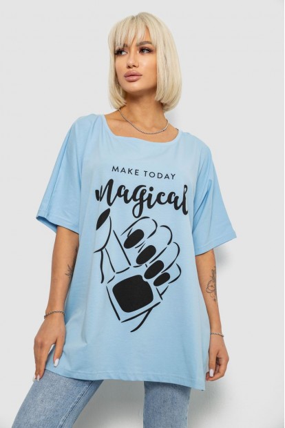 Футболка жіноча з принтом, колір блакитний, 244R6005-1