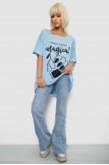 Футболка жіноча з принтом, колір блакитний, 244R6005-1 - фото № 1