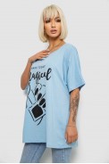 Футболка жіноча з принтом, колір блакитний, 244R6005-1 - фото № 2