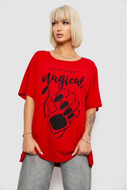 Футболка жіноча з принтом, колір червоний, 244R6005-1