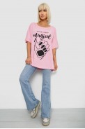 Футболка жіноча з принтом, колір рожевий, 244R6005-1 - фото № 1
