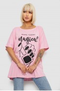 Футболка жіноча з принтом, колір рожевий, 244R6005-1 - фото № 0