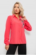 Рубашка женская классическая с аппликацией, цвет коралловый, 230R014-1 - фото № 2
