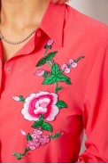 Рубашка женская классическая с аппликацией, цвет коралловый, 230R014-1 - фото № 4