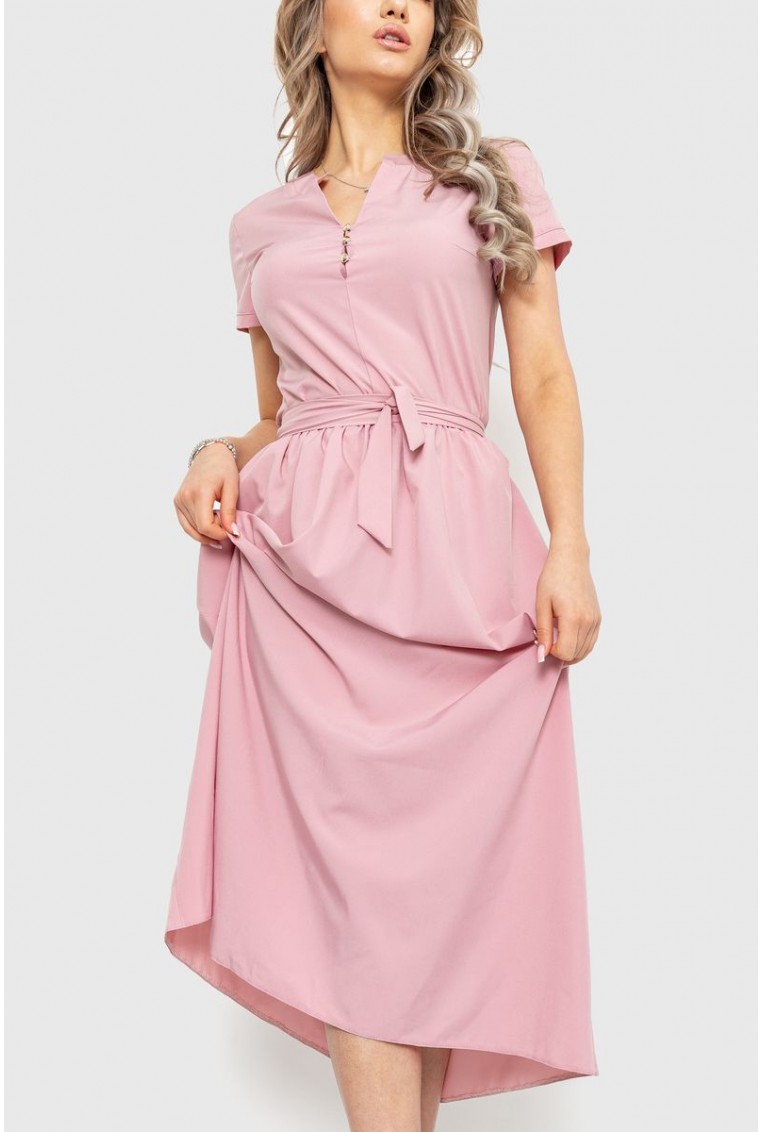 Купить Платье однотонное  -уценка, цвет пудровый, 230R006-U-4 - Фото №3