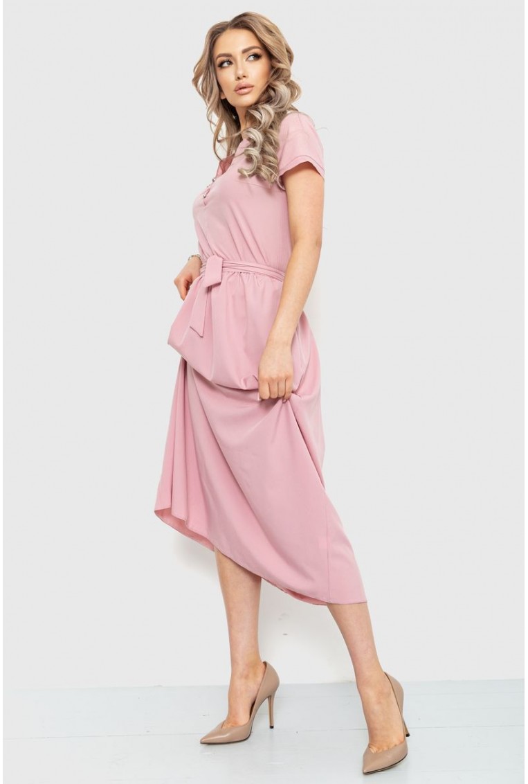Купить Платье однотонное  -уценка, цвет пудровый, 230R006-U-4 - Фото №4