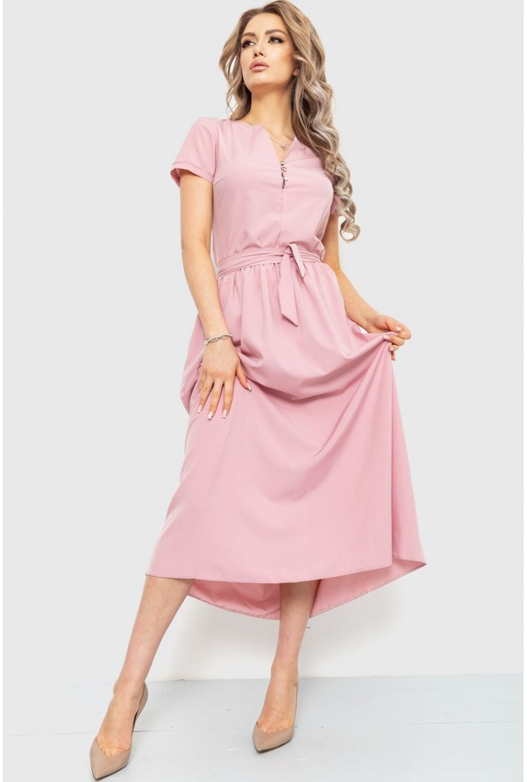 Купить Платье однотонное  -уценка, цвет пудровый, 230R006-U-4 - Фото №1