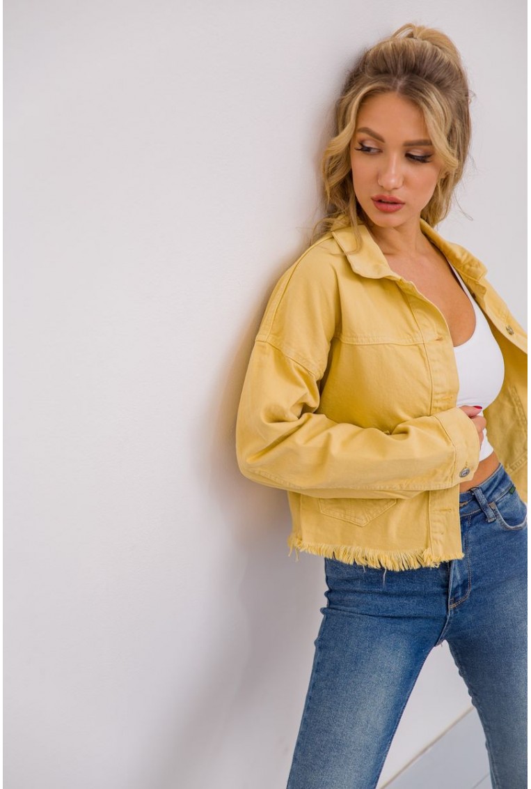 Купить Джинсовая куртка женская, цвет горчичный, 157R313 - Фото №2