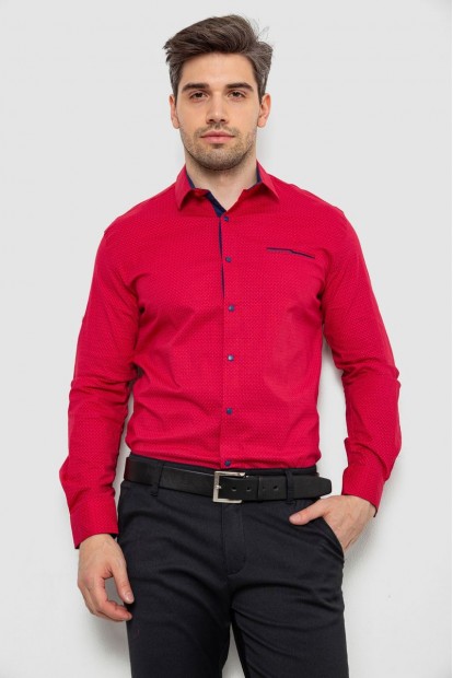 Сорочка чоловіча з принтом  -уцінка, колір червоний, 214R7094-1-U
