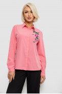 Рубашка женская классическая с аппликацией, цвет розовый, 230R014-1 - фото № 0