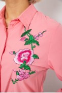 Рубашка женская классическая с аппликацией, цвет розовый, 230R014-1 - фото № 4