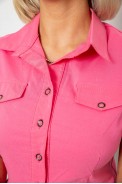 Сорочка жіноча однотонна, колір рожевий, 230R068-11 - фото № 4