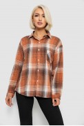 Рубашка женская в клетку, цвет бежево-коричневый, 244R1070-2 - фото № 0