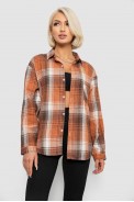 Рубашка женская в клетку, цвет бежево-коричневый, 244R1070-2 - фото № 2