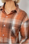 Рубашка женская в клетку, цвет бежево-коричневый, 244R1070-2 - фото № 5