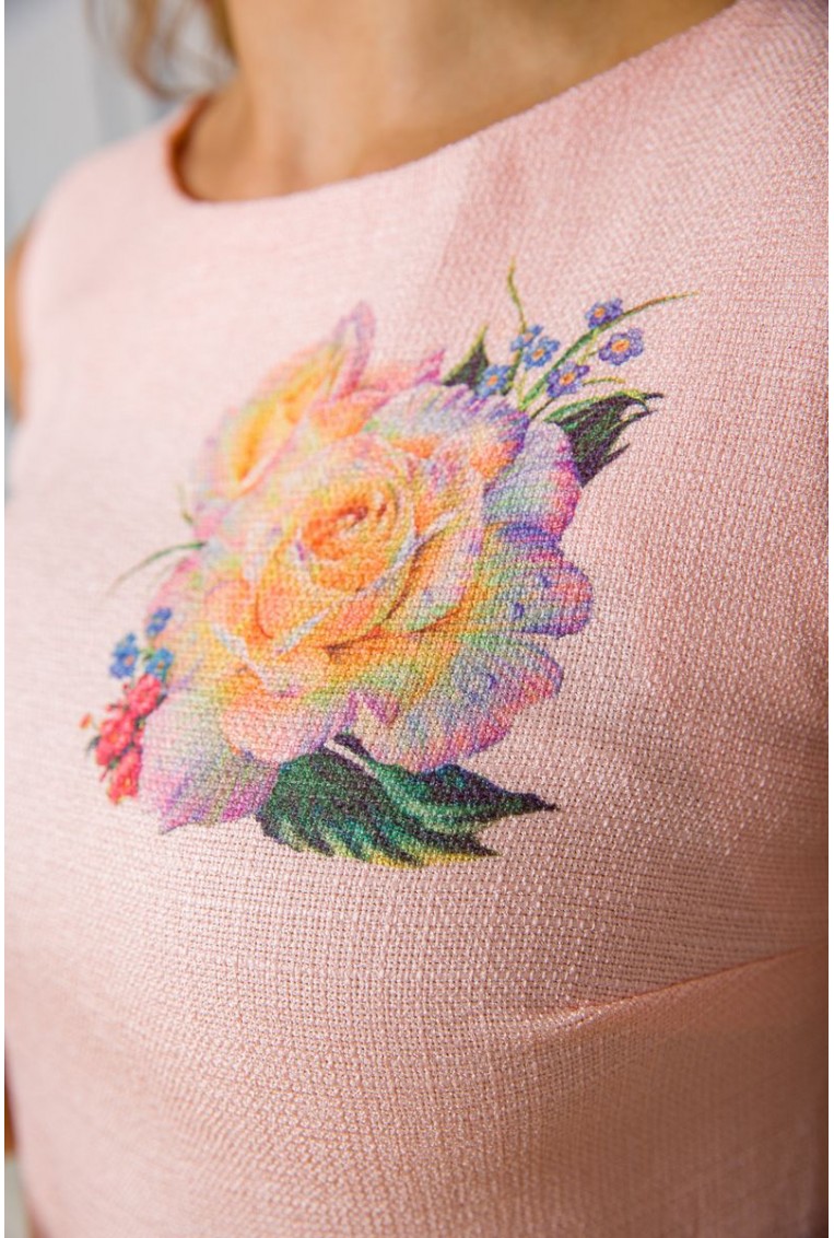 Купить Короткое летнее платье с цветами Розы цвет Персиковый 172R016-1 - Фото №5