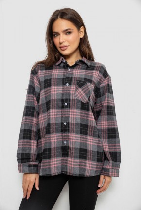Рубашка женская в клетку, цвет серо-черный, 244R1070-2