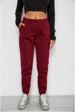 Спортивні штани жіночі на флісі, колір бордовий, 238R57828