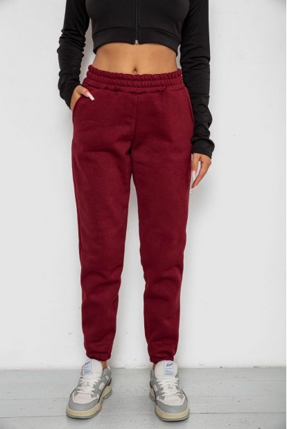 Спортивні штани жіночі на флісі, колір бордовий, 238R57828