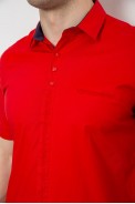 Мужская рубашка однотонная, цвет красный, 186R7069 - фото № 4
