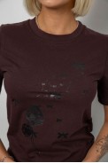 Футболка жіноча з принтом, колір шоколадний, 241R1828 - фото № 4