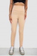 Лосины однотонные в рубчик утепленные на флисе  -уценка, цвет персиковый, 238R605-1-U-5 - фото № 0