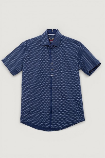 Сорочка чоловіча з принтом, колір темно-синій, 214R7014