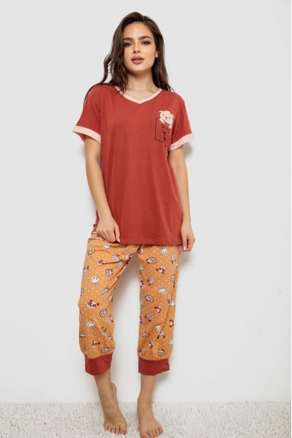 Піжама жіноча  -уцінка, колір теракотовий, 243R1602-017-U-2