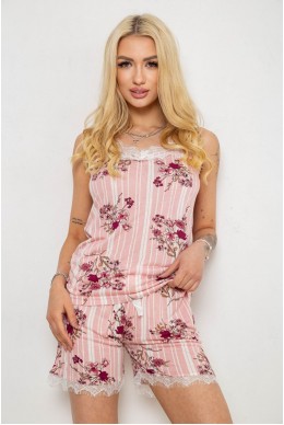 Пижама женская с принтом  -уценка, цвет пудровый, 243R2126-U-1