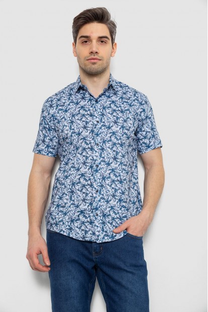 Рубашка мужская с принтом, цвет синий, 214R7341