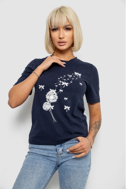 Футболка жіноча з принтом, колір синій, 241R1828