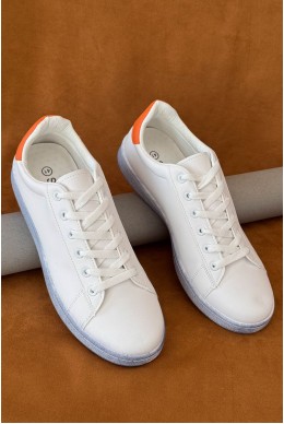 Кеды мужские, цвет бело-оранжевый, 248RR233