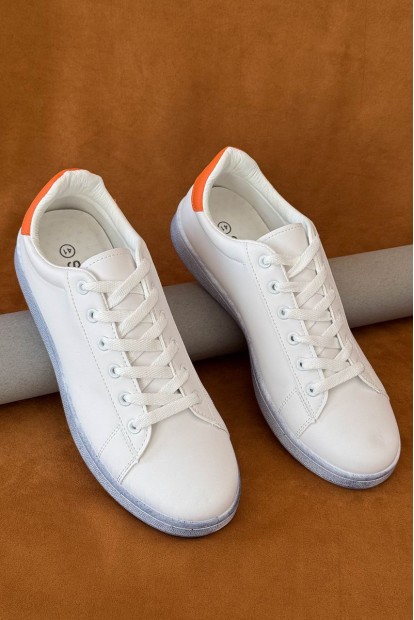 Кеды мужские, цвет бело-оранжевый, 248RR233