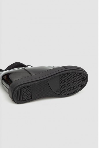 Купить Туфли-сникерсы женские лаковые, цвет черный, 131RA80-1 - Фото №5