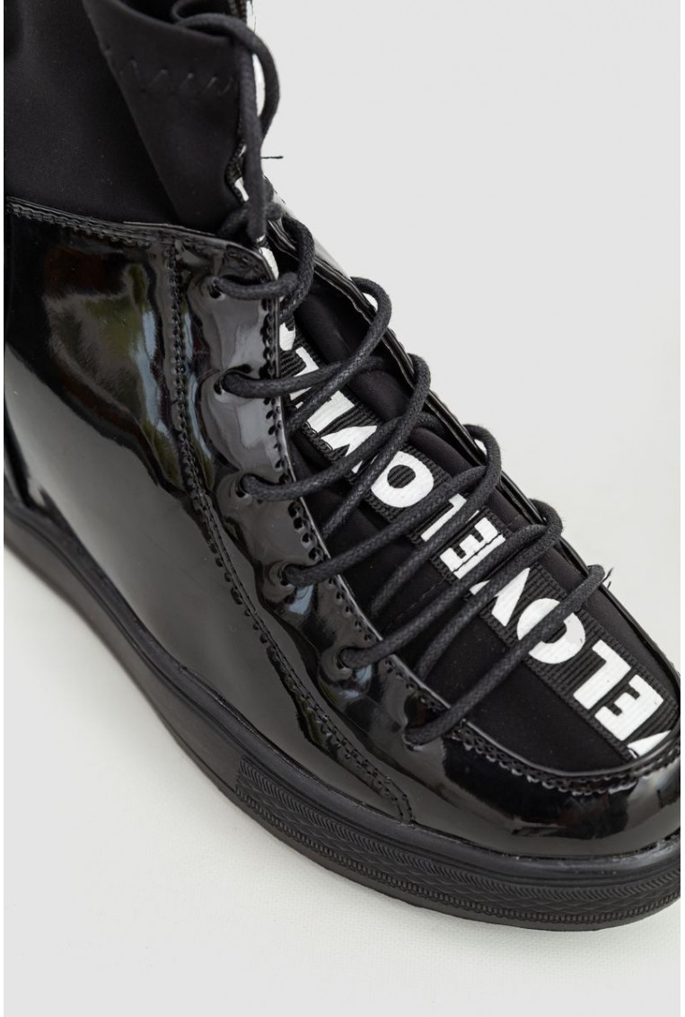 Купить Туфли-сникерсы женские лаковые, цвет черный, 131RA80-1 - Фото №6