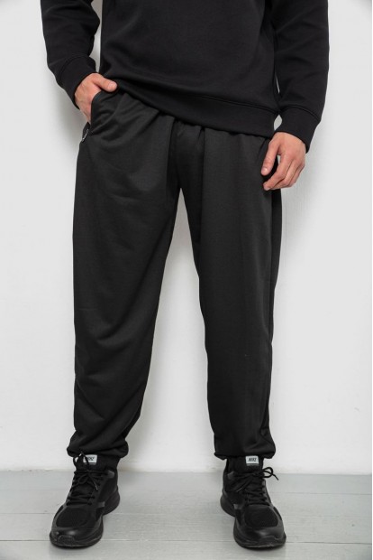 Спортивні штани чоловічі однотонні, колір чорний, 244RY-428