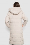 Куртка жіноча подовжена батал  -уцінка, колір світло-бежевий, 207R006-1-U-3 - фото № 3