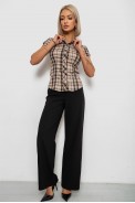 Рубашка женская в клетку повседневная, цвет бежево-черный, 230R062 - фото № 1