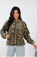 Бомбер женский c капюшоном  -уценка, цвет леопардовый, 257R48-U-1 - фото № 2