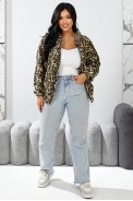 Бомбер женский c капюшоном  -уценка, цвет леопардовый, 257R48-U-1 - фото № 5