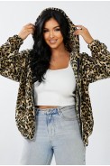 Бомбер женский c капюшоном  -уценка, цвет леопардовый, 257R48-U-1 - фото № 7
