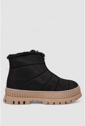 Дутики жіночі зимові на хутрі, колір чорно-бежевий, 248RCX1740