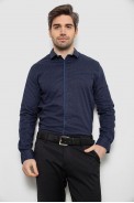Сорочка чоловіча однотонна з принтом, колір темно-синій, 186R2025 оптом - фото № 0