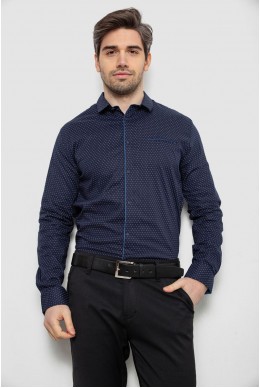 Рубашка мужская однотонная с принтом, цвет темно-синий, 186R2025