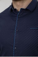 Сорочка чоловіча однотонна з принтом, колір темно-синій, 186R2025 оптом - фото № 4