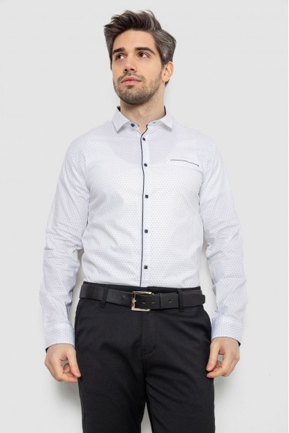 Рубашка мужская однотонная с принтом, цвет белый, 186R2025